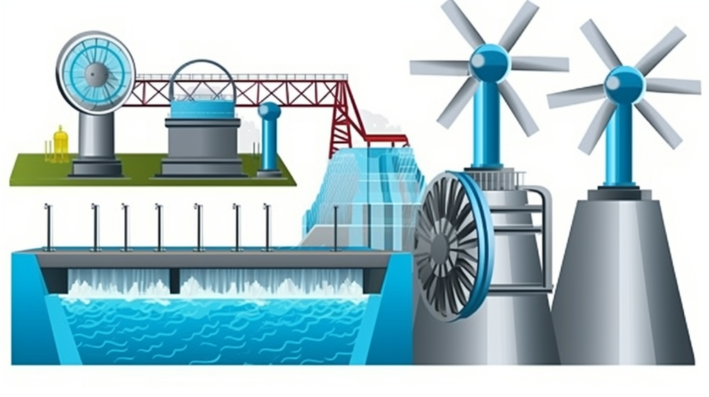 水电站水力发电站的设计元素